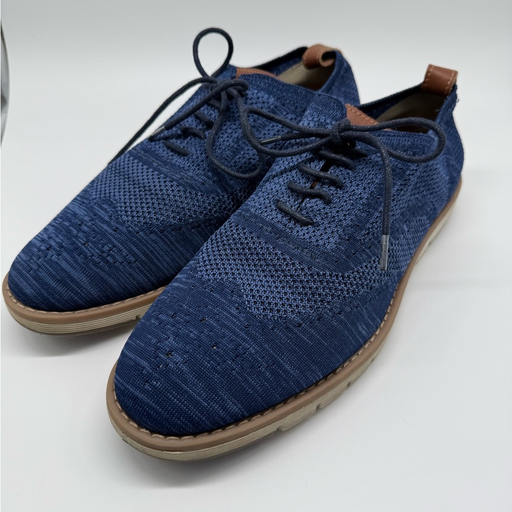 La Milano Casual Men's Fabric Wingtip Shoes - Blue